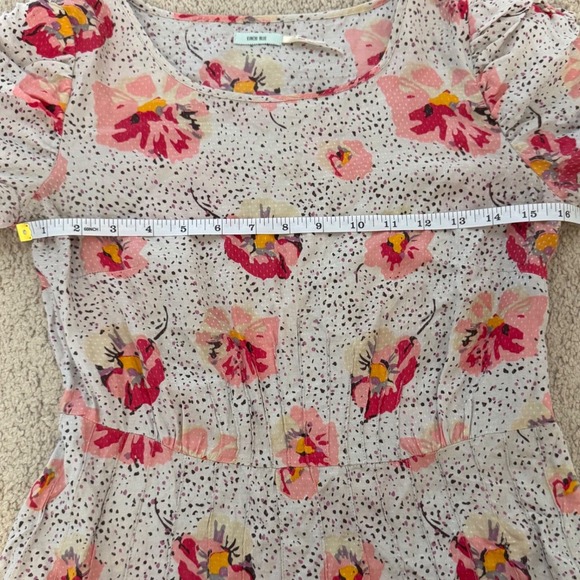 Kimchi Blue Silk Blend Floral Puff Sleeve Mini Dress Multicolor Size 4 - Picture 7 of 8
